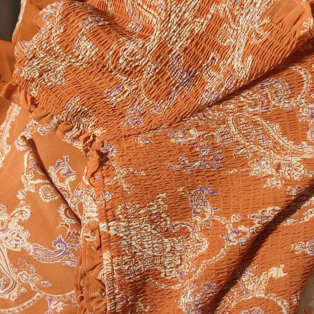 Cato Spring Bloom Paisley Smocked Off The Shoulder Peplum Blouse - Picture 6 of 7